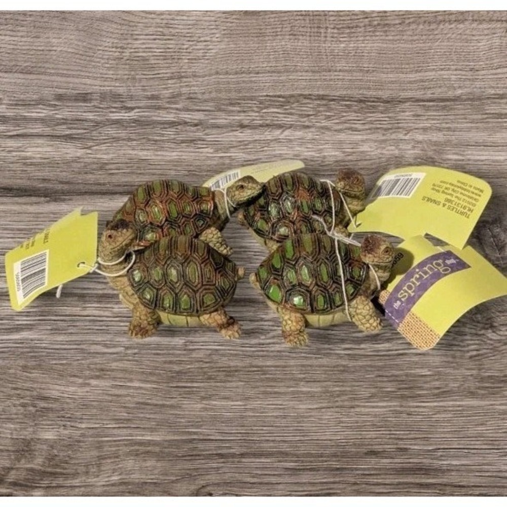 NWT Tortoise Turtle Figurine Resin Hobby Lobby Realistic Fairy Garden   Set Of 4
